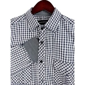 Michael Brandon Mens Long Sleeve Gingham‎ Check Button Down Shirt Size L